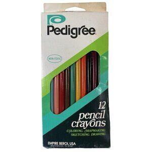 Vtg Empire Pedigree 12 Colored Pencils Crayons 1974 USA Drawing New Old Stock